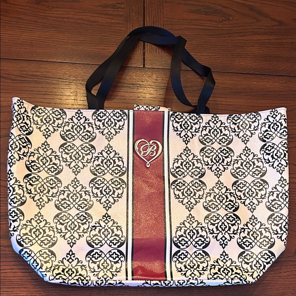 Brighton Black and Light Pink Tote Bag with Red Accent